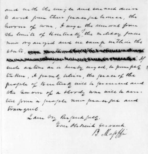 Beriah Magoffin to Abraham Lincoln, August 19, 1861 (Page 5)