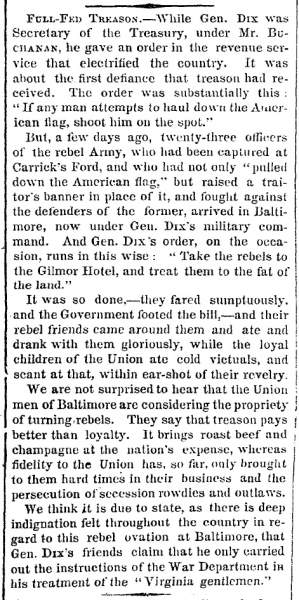 “Full-Fed Treason,” New York Times, August 25, 1861