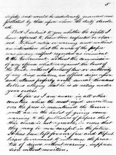 Amasa Converse to Abraham Lincoln, August 28, 1861 (Page 5)