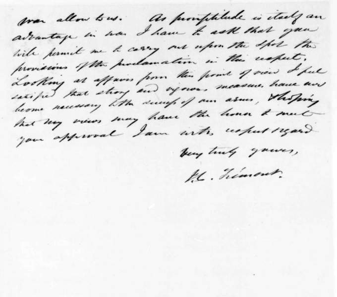 John C. Fremont to Abraham Lincoln, September 8, 1861 (Page 3)