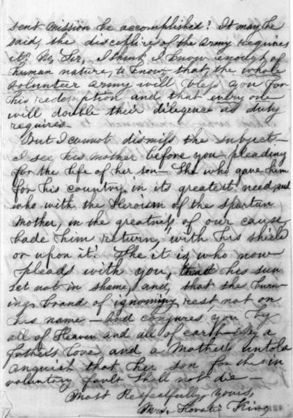 Anne C. King to Abraham Lincoln, September 8, 1861 (Page 4)