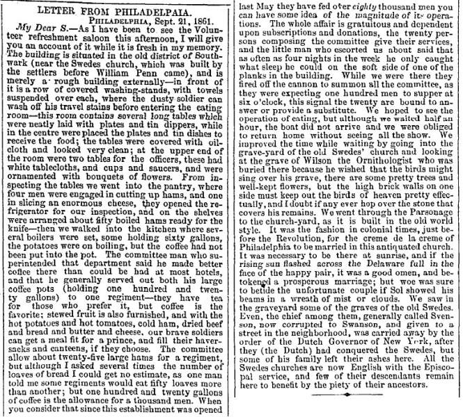 "Letter from Philadelphia,” Boston (MA) Advertiser, September 21, 1861