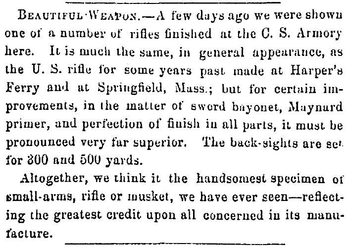 “Beautiful Weapon,” Fayetteville (NC) Observer, February 3, 1862