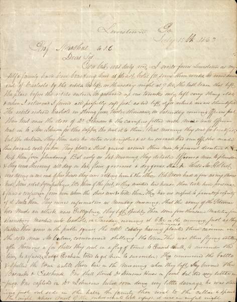 George D. Chenoweth to James W. Marshall, July 15, 1863 (Page 1)