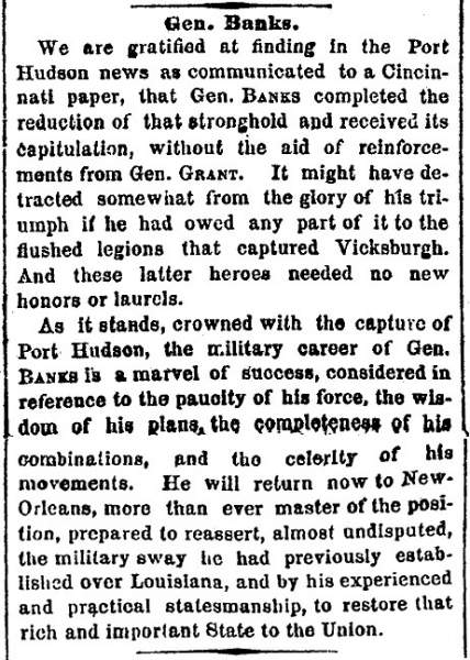 “Gen. Banks,” New York Times, July 17, 1863
