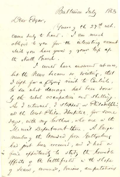 John Keagy Stayman to Edgar Hastings, July 1863 (Page 1)