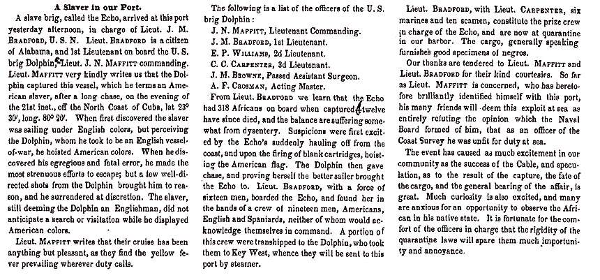 “A Slaver in Our Port,” Charleston (SC) Mercury, August 28, 1858