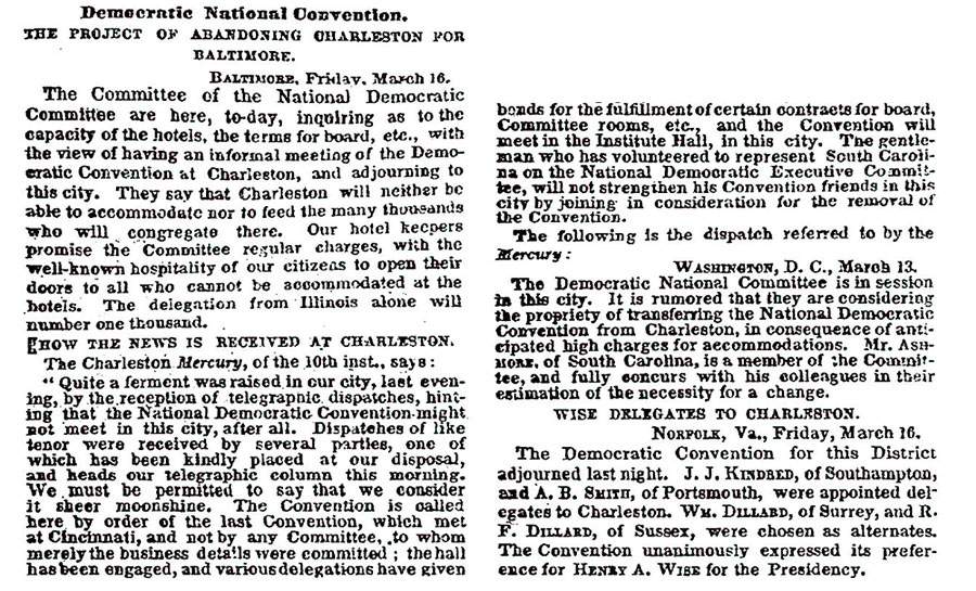 “Democratic National Convention,” New York Times, March 17, 1860