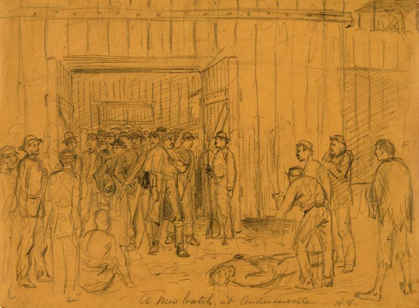"A New Batch," Camp Sumter, Andersonville, Georgia, drawing