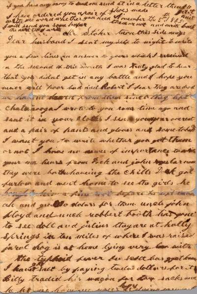 William Elisha Stoker to Elizabeth E. Stoker, November 29, 1862 (Page 2)