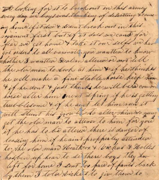 William Elisha Stoker to Elizabeth E. Stoker, December 6, 1862 (Page 3)
