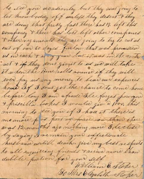 William Elisha Stoker to Elizabeth E. Stoker, January 22, 1863 (Page 4)