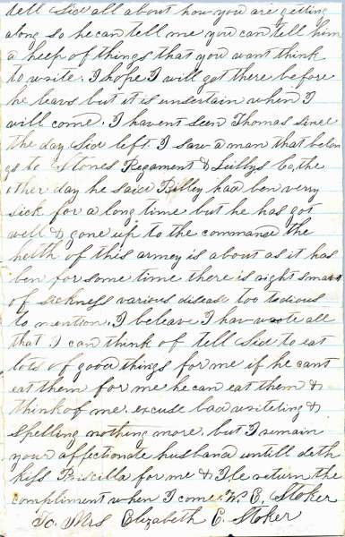 William Elisha Stoker to Elizabeth E. Stoker, September 16, 1863 (Page 4)