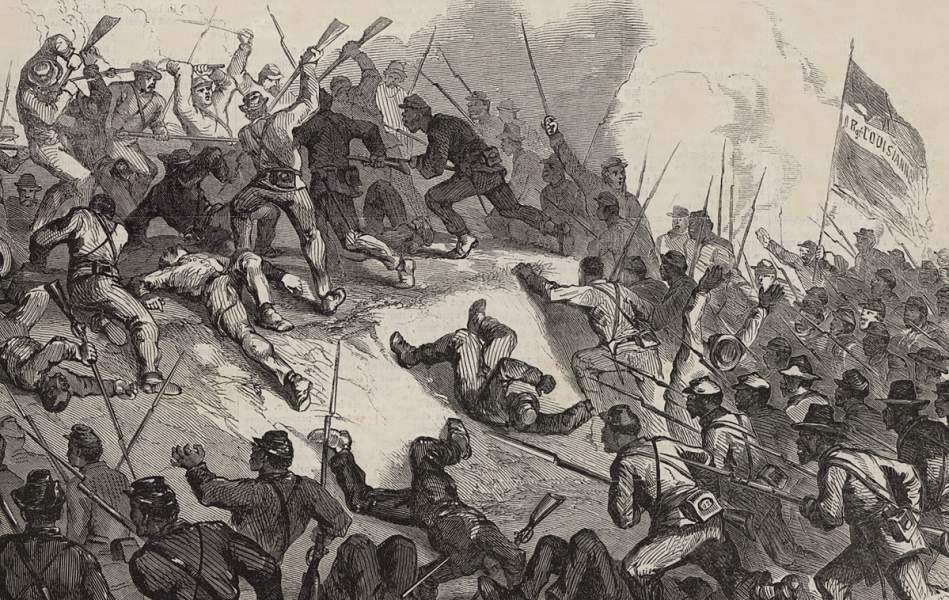 Attack of the Louisiana Native Guard at Port Hudson, Louisiana, May 27, 1863, artist's impression, detail