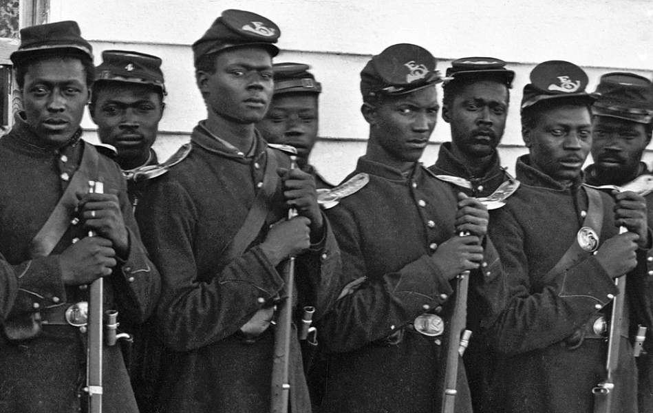Men of Company E, 4th U.S. Colored Infantry, at Fort Lincoln, District of Columbia, 1865