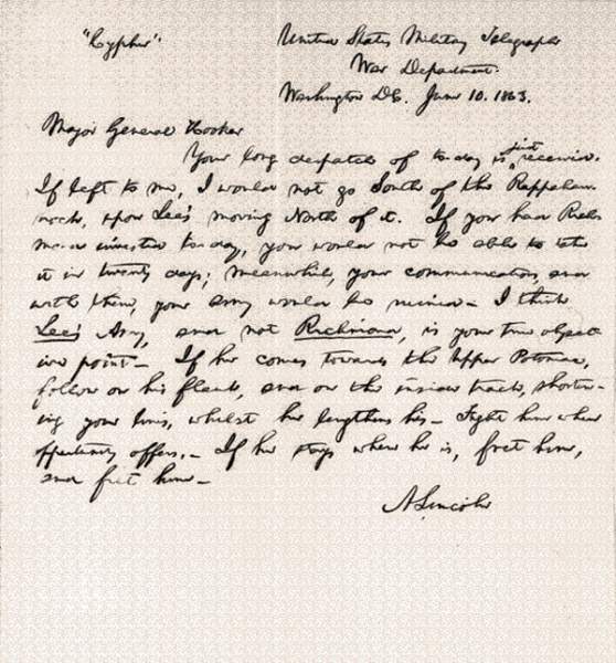 Abraham Lincoln to Joseph Hooker, Wednesday, June 10, 1863