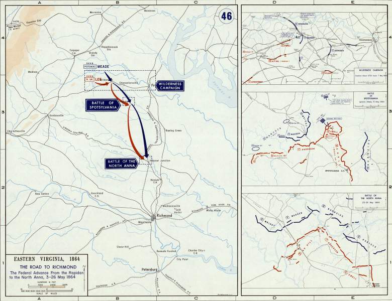 The Advance on Richmond, May 3-26, 1864, campaign map, zoomable image