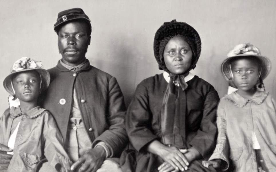 African-American Soldier and his family, circa 1865, zoomable image