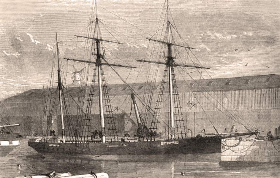 Liverpool-built steam schooner "Alexandra," April 1863, artist's impression