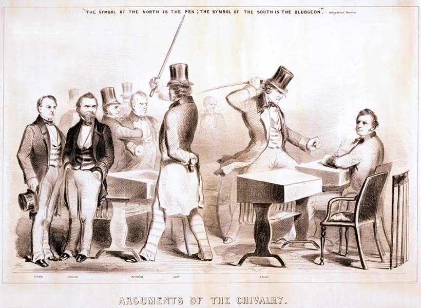 "Argument of the Chivalry," 1856, political cartoon