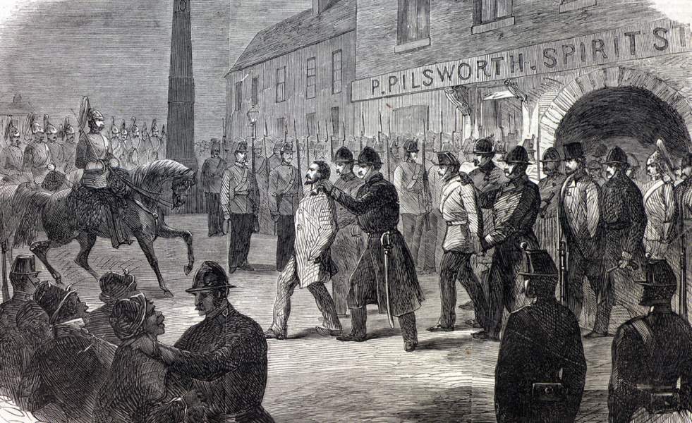 Arrest of the Fenian Brotherhood Council, Dublin, Ireland, March 1866, artist's impression