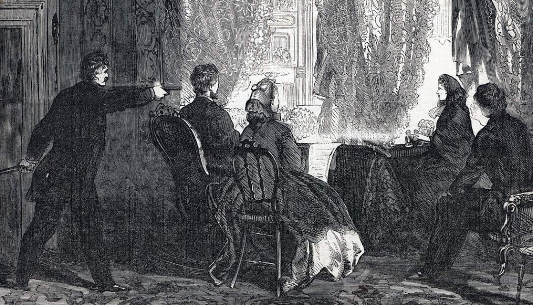 Assassination of President Lincoln, Ford's Theater, Washington, DC, April 14, 1865, artist's impression, detail