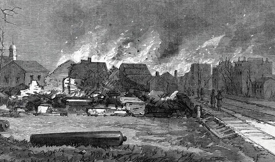 Burning of Atlanta, November 15, 1864, artist's impression, detail