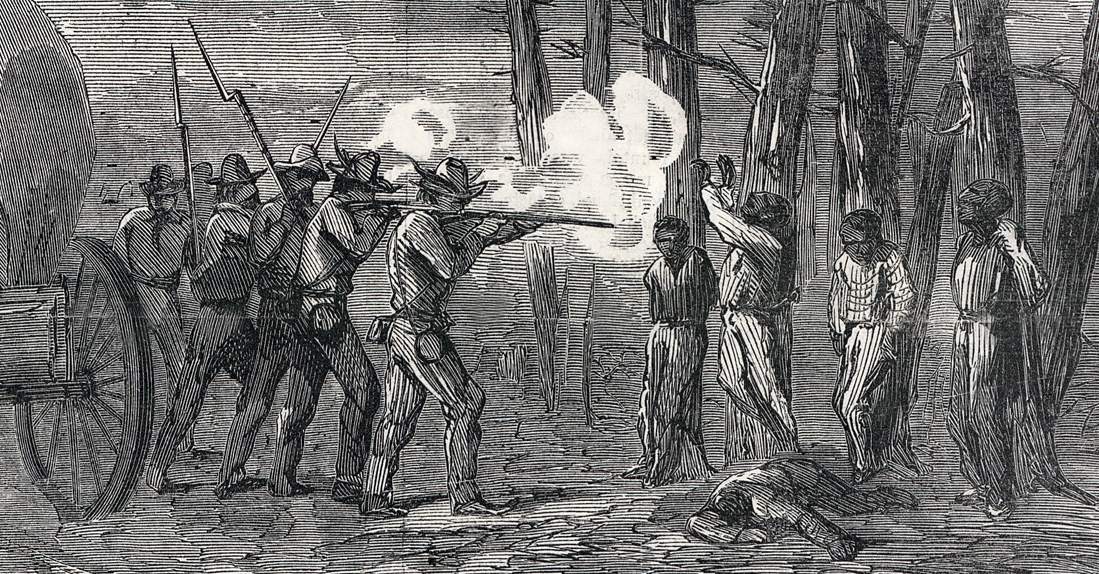 "Rebel Atrocities," Anti-Confederate propaganda, Harper's Weekly, May 1864, artist's impression, further detail