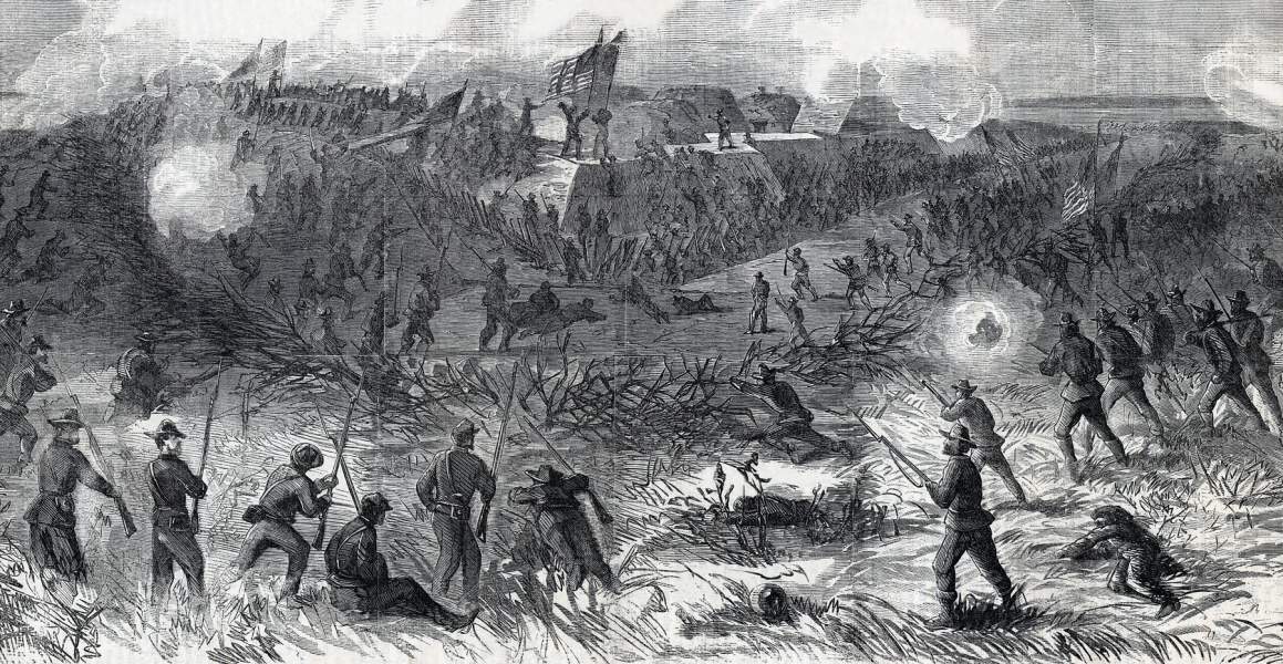 Union's Fifteenth Corps storming Fort McAllister, Savannah, Georgia, December 13, 1864, artist's impression, zoomable image