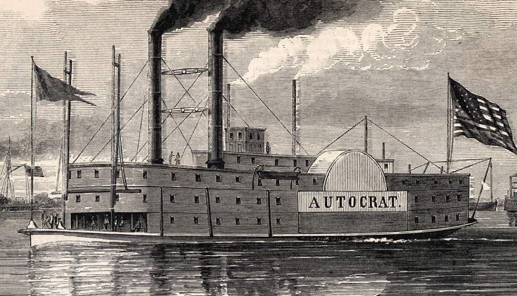 U.S.S. Autocrat, flagship of the Marine Brigade, Mississippi River, May-July 1863, artist's impression, detail