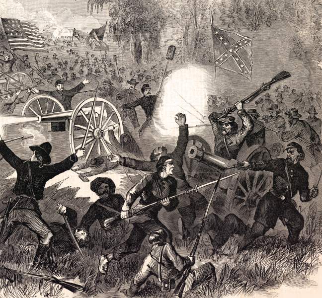 Fighting at the Battle of Champion Hill (Baker's Creek), May 16, 1863, artist's impression, detail