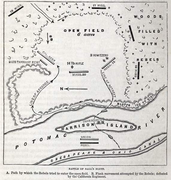Ball's Bluff, Virginia, October, 21, 1861, battle map