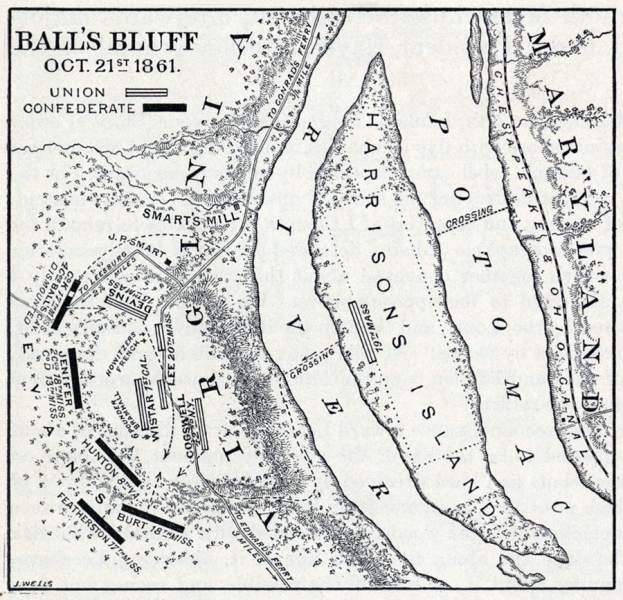 Ball's Bluff, Virginia, October 21, 1861, battle map