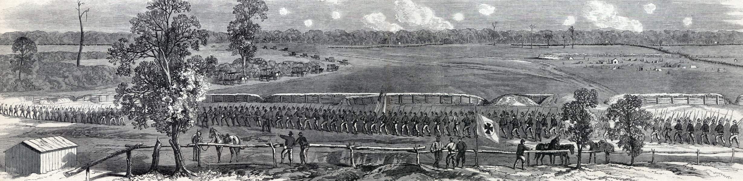 Union Army advance, Battle of Poplar Spring Church, Virginia, September 30, 1864, artist's impression, zoomable image