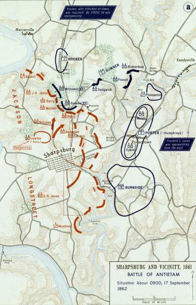 Battle of Antietam, Morning of September 17, 1862, battle map, zoomable image
