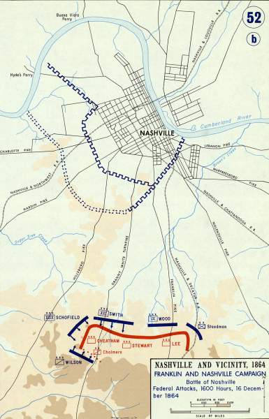 Battle of Nashville, Late Afternoon on December 16, 1864, campaign map, zoomable image