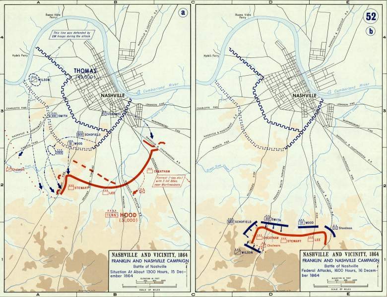 Battle of Nashville, December 15-16, 1864, campaign map, zoomable image