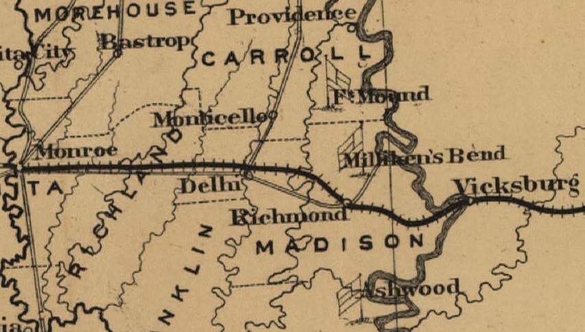 Skirmish at Richmond, Louisiana, June 15, 1863, Walker’s Texas Division Campaign Map, detail