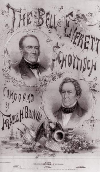"The Bell and Everett Schottish," campaign sheet music cover, 1860