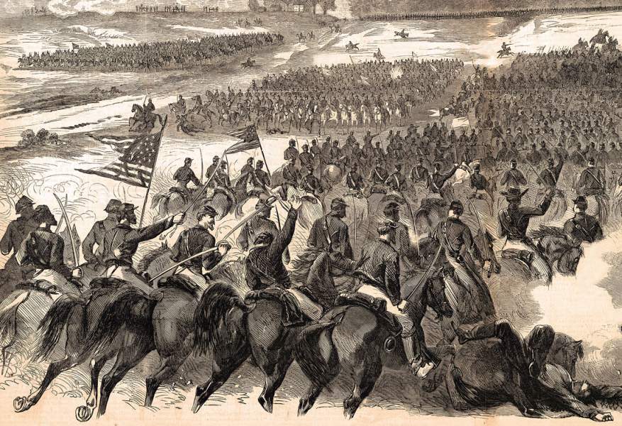 Buford's Cavalry in action during the Battle of Brandy Station, June 9, 1863, artist's impression, detail