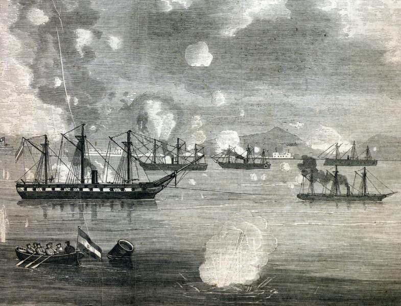 Spanish Bombardment of the Peruvian port of Callao, May 2, 1866, artist's impression