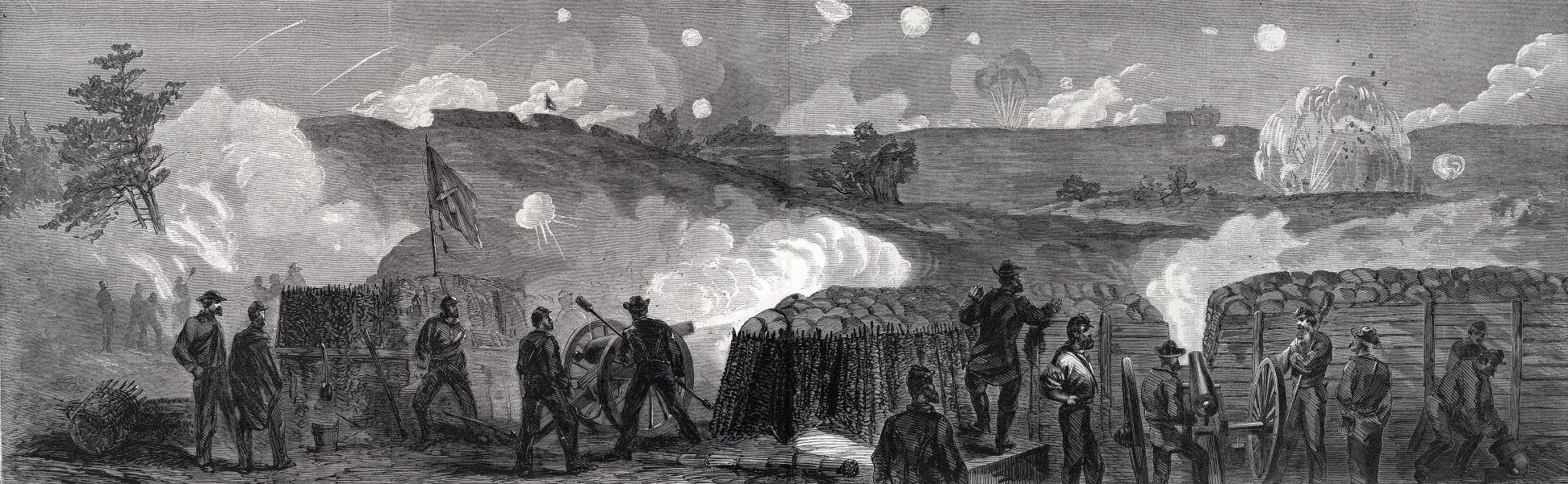 Union night bombardment, Petersburg, Virginia, September, 1864, artist's impression, zoomable image