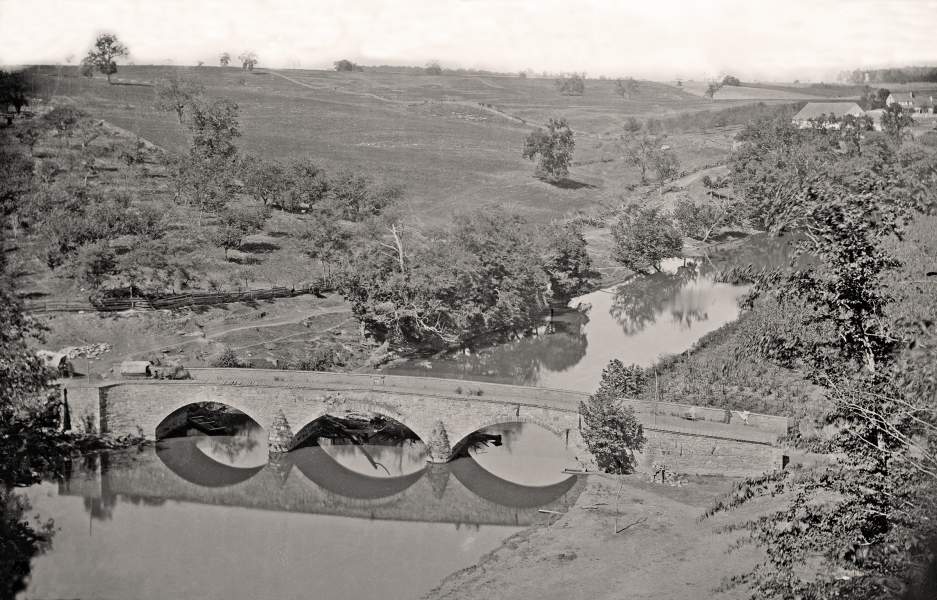 Antietam Creek Bridge from the north-west, October 1862, zoomable image
