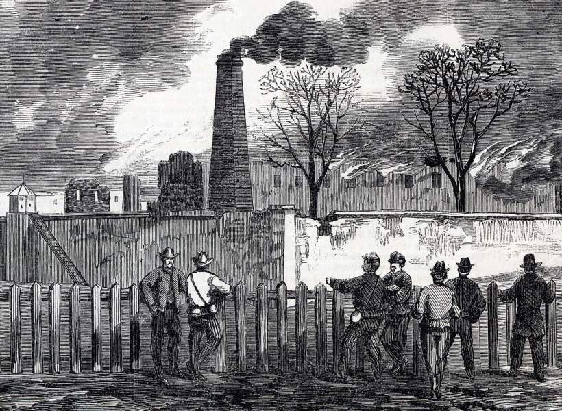 Burning the Georgia Penitentiary at Milledgeville, Georgia, November 23, 1864, artist's impression, detail