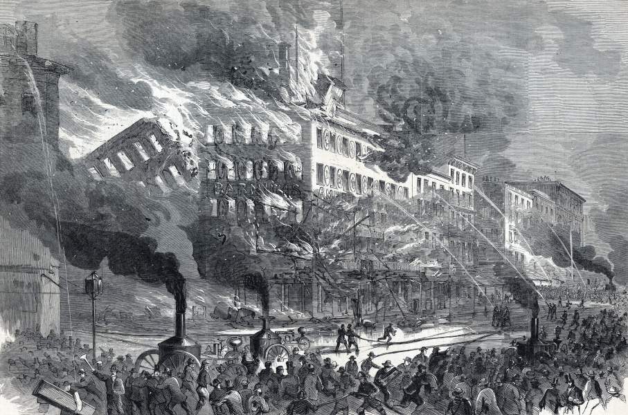 Burning Of P.T. Barnum's American Museum, New York City, July 13, 1865 ...