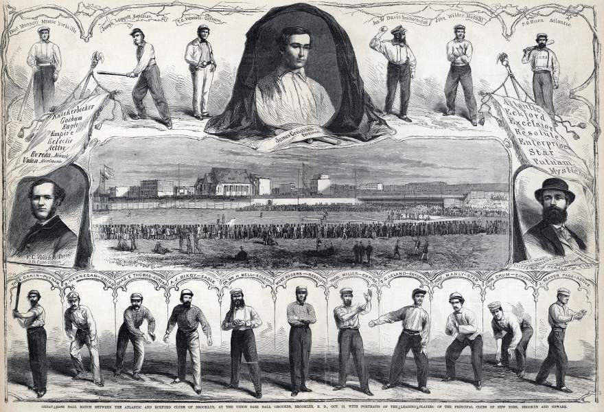 Baseball, Brooklyn, New York, October 13, 1865, artist's impression, zoomable image