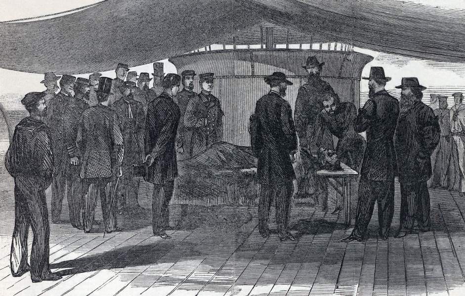 Autopsy of John Wilkes Booth, aboard the U.S.S. Montauk, Washington, D.C., April 27, 1865, artist's impression, zoomable image