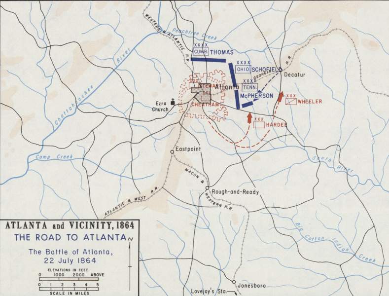 Battle of Atlanta, July 22, 1864, campaign map, zoomable image