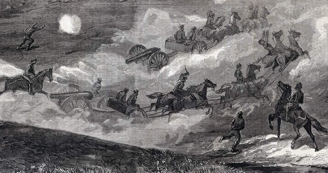 Union Artillery Battery going into action, November, 1864, artist's impression, detail