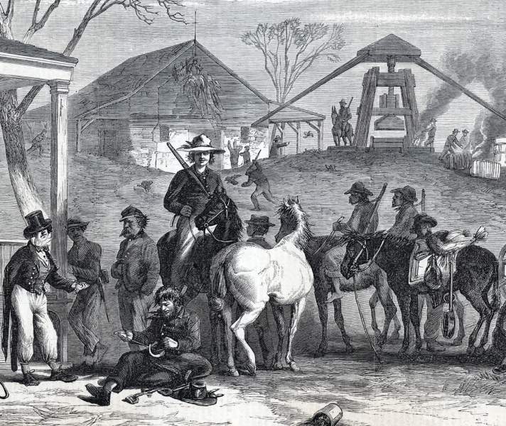 "Sherman's Bummers," Union foragers during the southern campaign, South Carolina, artist's impression, detail